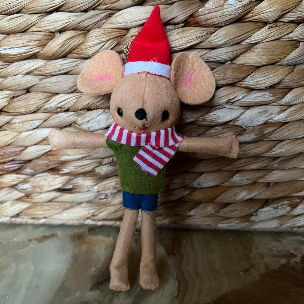 Vtg Felt Mouse Ornament